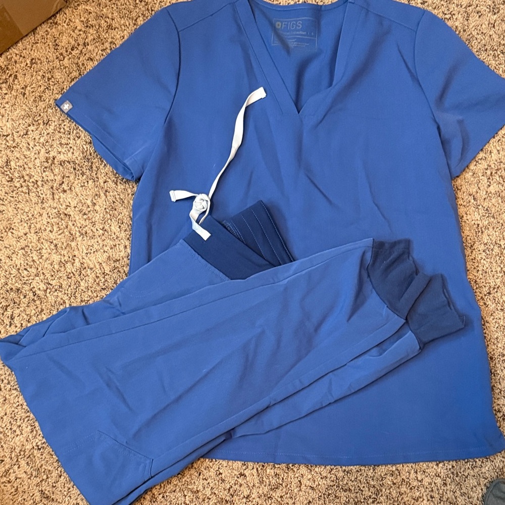 Figs Royal Blue Scrub Set